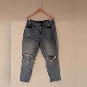 Fashion Nova Distressed Boyfriend Jeans - Medium Blue